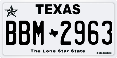 TX license plate BBM2963