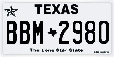 TX license plate BBM2980