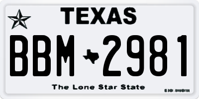 TX license plate BBM2981