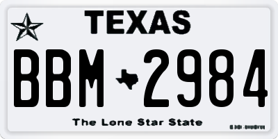 TX license plate BBM2984