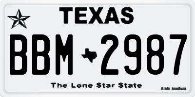 TX license plate BBM2987