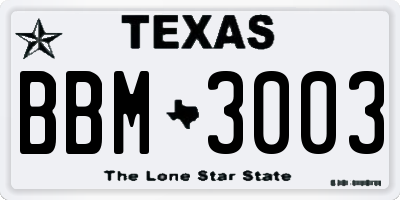 TX license plate BBM3003