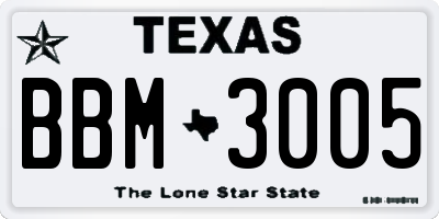 TX license plate BBM3005