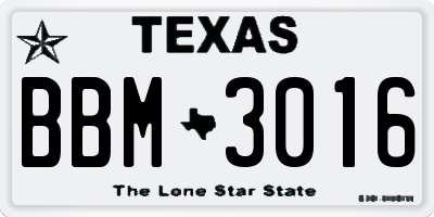 TX license plate BBM3016