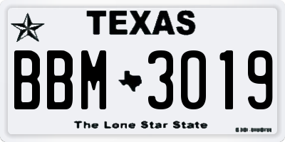 TX license plate BBM3019