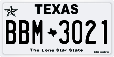 TX license plate BBM3021