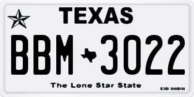 TX license plate BBM3022