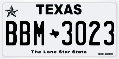 TX license plate BBM3023