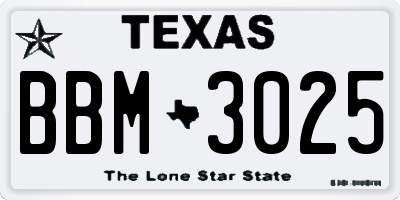 TX license plate BBM3025