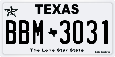 TX license plate BBM3031