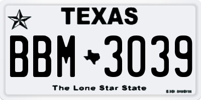 TX license plate BBM3039