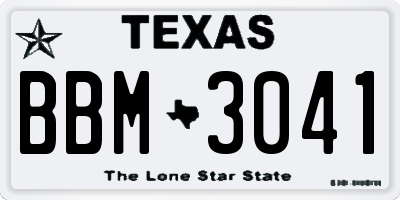 TX license plate BBM3041