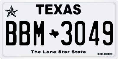 TX license plate BBM3049