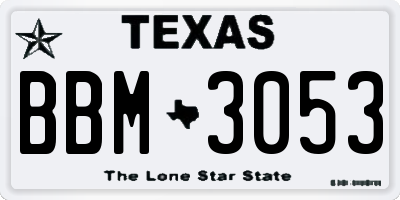 TX license plate BBM3053