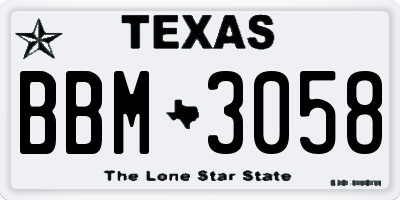 TX license plate BBM3058