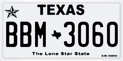 TX license plate BBM3060