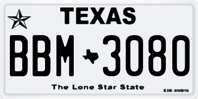 TX license plate BBM3080