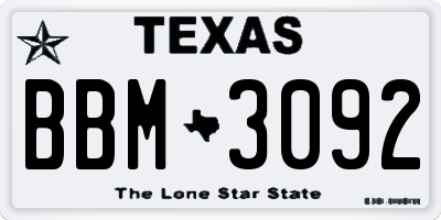 TX license plate BBM3092