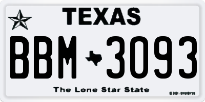 TX license plate BBM3093