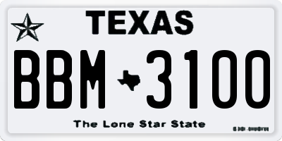 TX license plate BBM3100