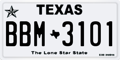 TX license plate BBM3101