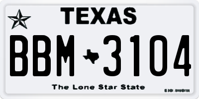 TX license plate BBM3104