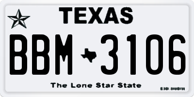 TX license plate BBM3106