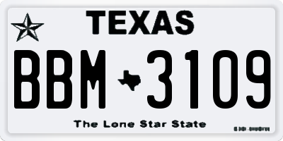 TX license plate BBM3109