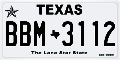 TX license plate BBM3112