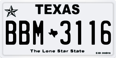TX license plate BBM3116