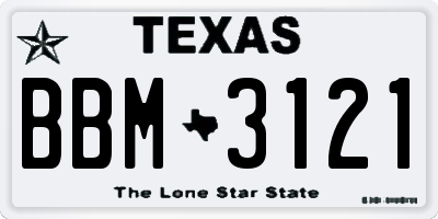 TX license plate BBM3121