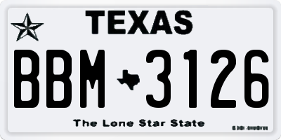 TX license plate BBM3126