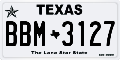 TX license plate BBM3127