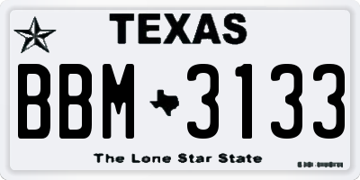 TX license plate BBM3133