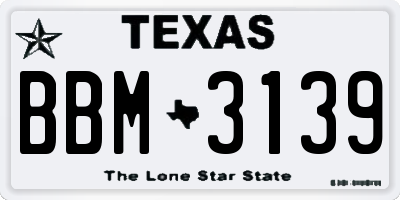 TX license plate BBM3139