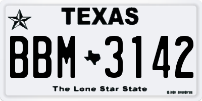 TX license plate BBM3142