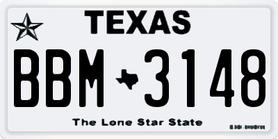TX license plate BBM3148