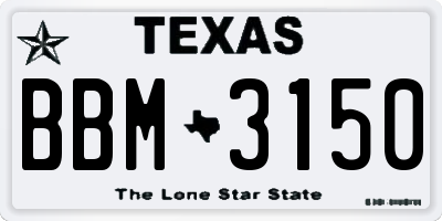 TX license plate BBM3150