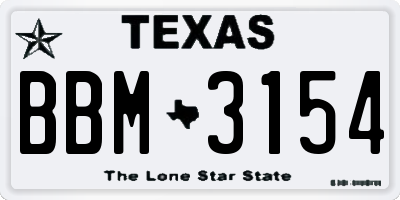 TX license plate BBM3154