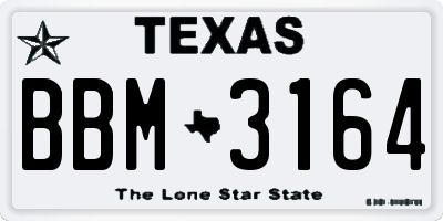 TX license plate BBM3164