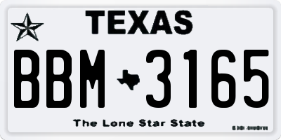 TX license plate BBM3165