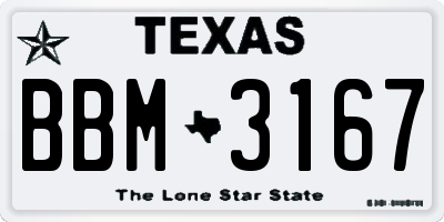 TX license plate BBM3167