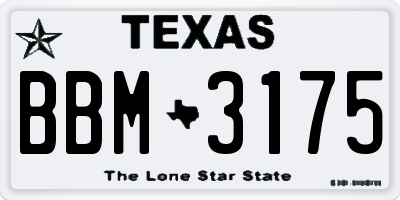 TX license plate BBM3175