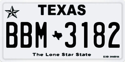 TX license plate BBM3182