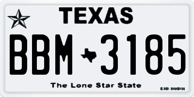 TX license plate BBM3185