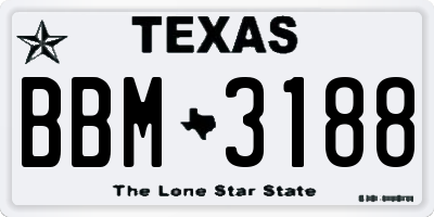 TX license plate BBM3188