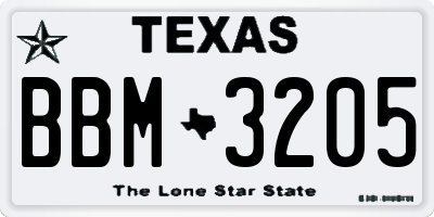 TX license plate BBM3205