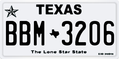 TX license plate BBM3206