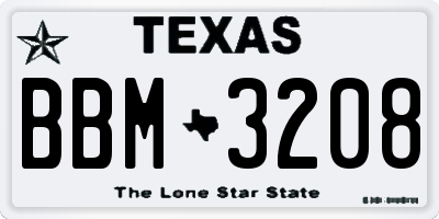 TX license plate BBM3208
