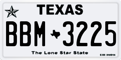 TX license plate BBM3225